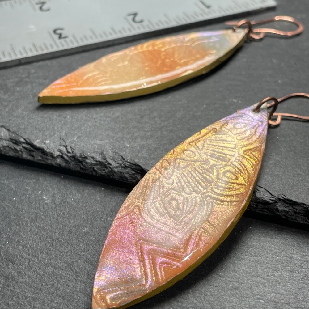 Tribal Painted Pink and Orange 
Surfboard Boho Earrings - Picture 16 of 16